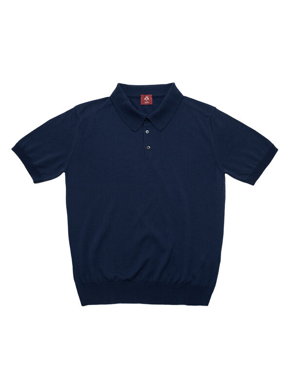 Navy Cotton Knitted Polo Shirt